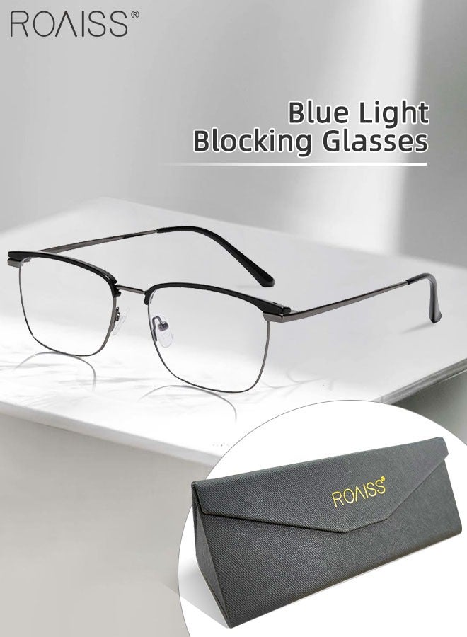 roaiss Blue Light Blocking Glasses Blue Light Filter Computer Reading Gaming TV Phones Browline Eyeglasses Fashion Anti Eyestrain Headache Eyewear for Men Women Black Silver Gray 54mm  - Image 1