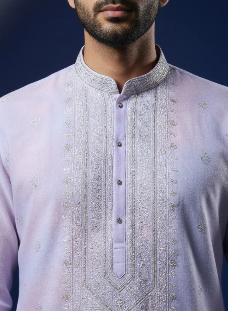 Lehar طقم كورتا مطرز بالزهور اللافندر