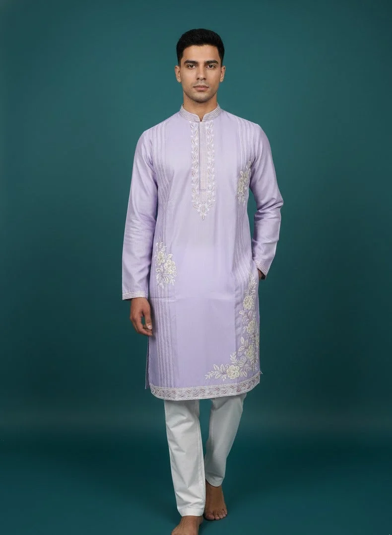 Lehar طقم كورتا مطرز بالزهور اللافندر