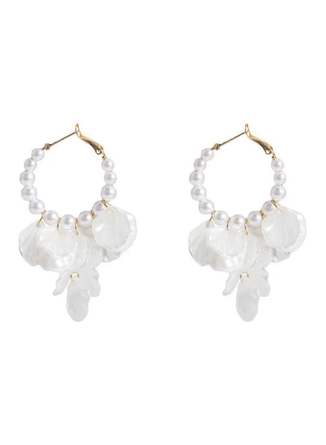 Goolsky Bohemian French Retro Pearl Petal Tassel Earrings Women's Luxury High-End Long Statement Stud Earrings Hypoallergenic Fashion Jewelry for Vacation - Image 3