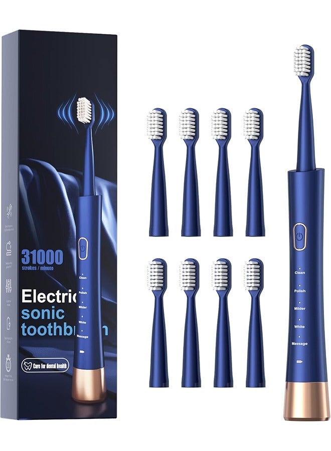 General Sonic Electric Toothbrush for Adults, USB Rechargeable Sonic Toothbrush with 8 Brush Heads, Smart Timer, 5 Modes, 2-Hour Fast Charge Last 30 Days, Pink  - Image 1