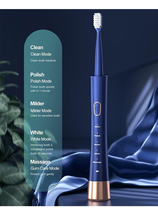 General Sonic Electric Toothbrush for Adults, USB Rechargeable Sonic Toothbrush with 8 Brush Heads, Smart Timer, 5 Modes, 2-Hour Fast Charge Last 30 Days, Pink  - Image 2