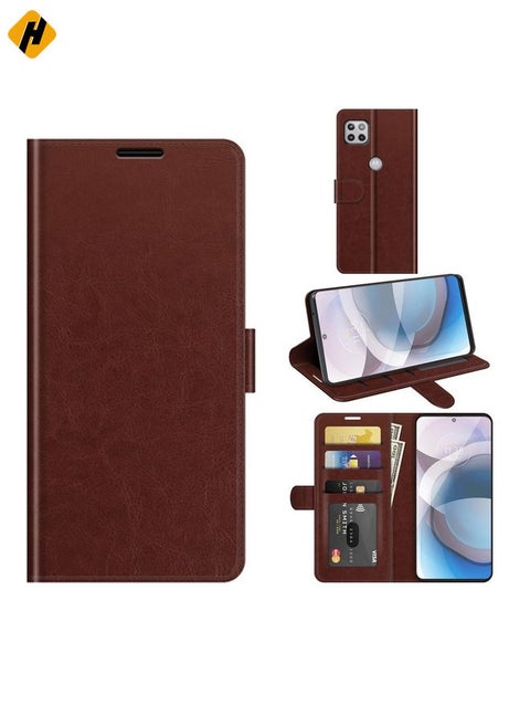 Case Cover For Motorola One 5G Ace R64 Texture Single Horizontal Flip Protective Case with Holder & Card Slots & Wallet& Photo Frame(Brown)