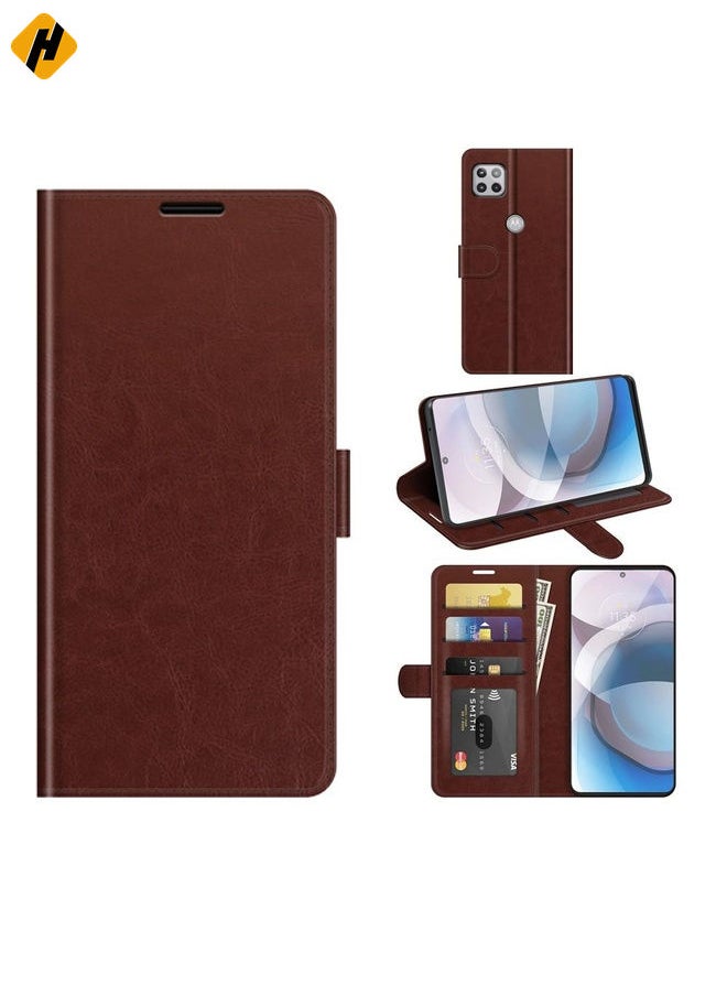 Case Cover For Motorola One 5G Ace R64 Texture Single Horizontal Flip Protective Case with Holder & Card Slots & Wallet& Photo Frame(Brown)