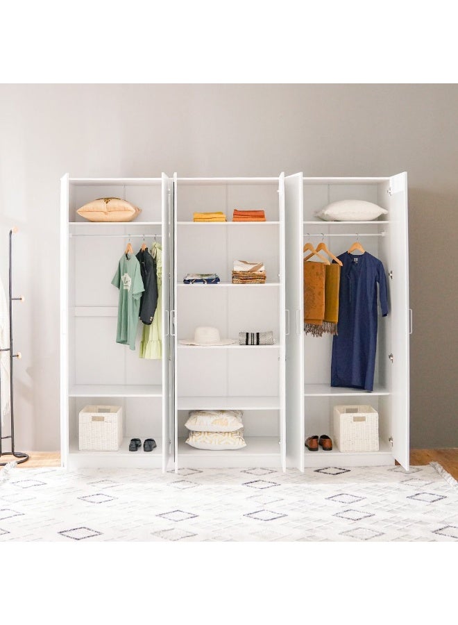 DANUBE HOME Supreme 6-Door Wardrobe With Mirror For Hanging Clothes Extra Sturdy Rack Storage Organiser Modern Design Space Saving Cabinets For Bedroom - White - Image 2