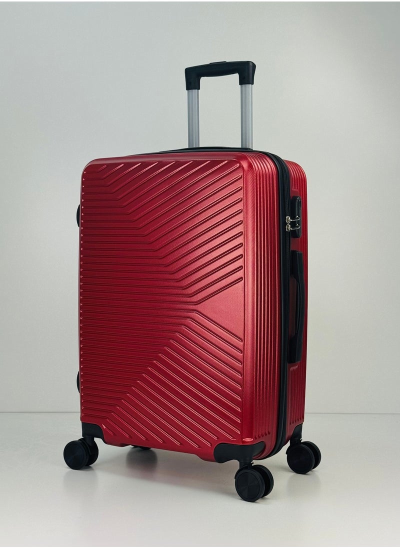 SAW & SEE Premium Hard Shell Luggage Set – 3-Piece Durable Strong Suitcase Set, Lightweight ABS Trolley Bags with Smooth Rotating Spinner Wheels, Security Combination Lock, Telescopic Handle, Traveling Bag Suitcases – 12 KG /23 KG /35 KG - 20" / 24" / 28" – DARK RED  - Image 2