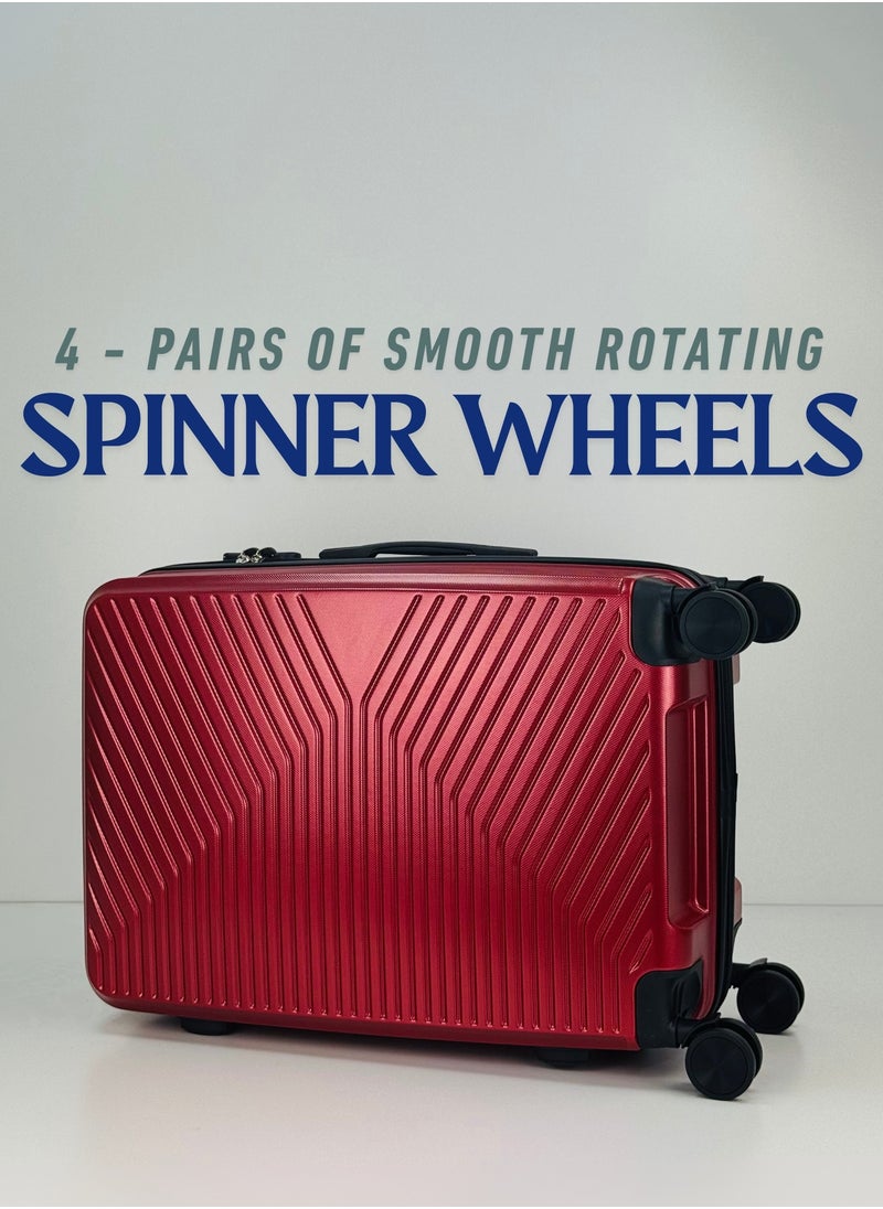 SAW & SEE Premium Hard Shell Luggage Set – 3-Piece Durable Strong Suitcase Set, Lightweight ABS Trolley Bags with Smooth Rotating Spinner Wheels, Security Combination Lock, Telescopic Handle, Traveling Bag Suitcases – 12 KG /23 KG /35 KG - 20" / 24" / 28" – DARK RED  - Image 5