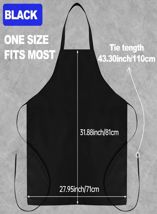 Cabaubl Bib Aprons Unisex 6 Pack, Bulk Black Chef Apron with Extra Long Ties, without Pockets, Washable for Cooking Restaurant BBQ Painting - Image 2