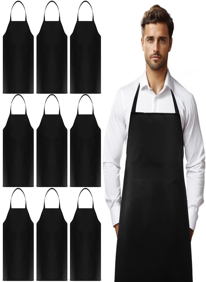 Cabaubl Bib Aprons Unisex 6 Pack, Bulk Black Chef Apron with Extra Long Ties, without Pockets, Washable for Cooking Restaurant BBQ Painting - Image 1
