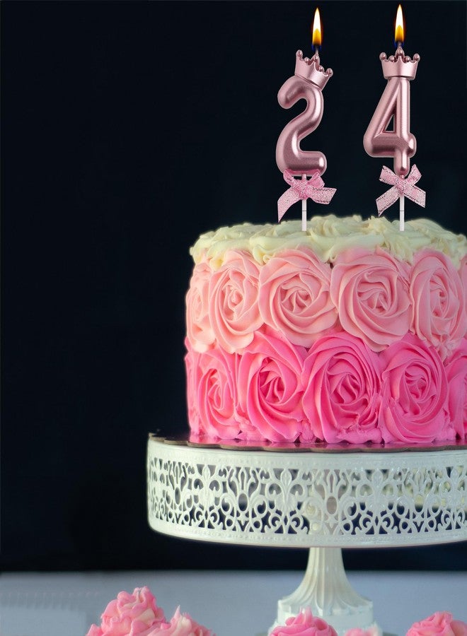 AOOLADA 24th 42nd Birthday Candles, Rose Gold 42 24 Year Old Cake Topper Number Birthday Candles, Happy Birthday Party Decorations Gifts for Women Men - Image 4