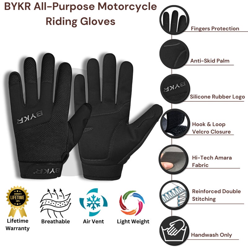 BYKR All-Weather Motorcycle Gloves for Men & Women â€“ Protection for Dirt Bike, BMX, MX, and ATV Riding â€“ Black L - Image 5