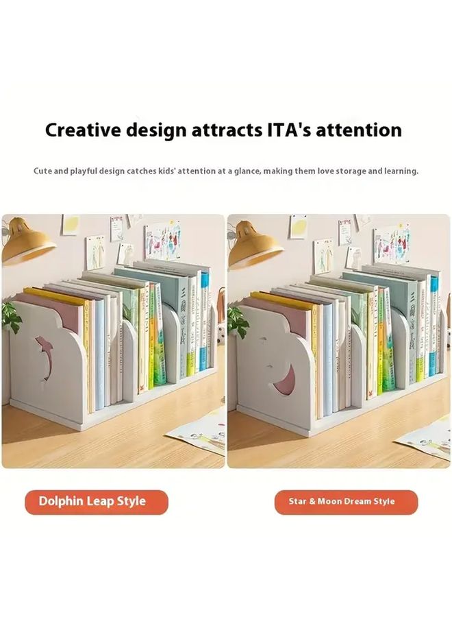 PVC Desktop Bookshelf Stars and Moon Large Organizer Rack for Home Office School - Image 2