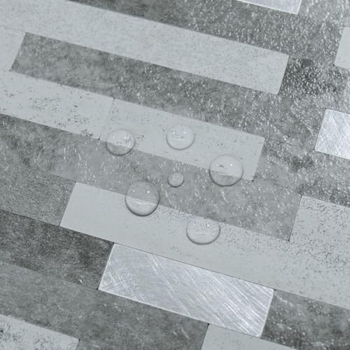AULIGET 20 Sheets Faux Stone Peel and Stick Backsplash, Grey Slate Look PVC Wall Tile Stick on Backsplash for Kitchen and Bathroom - Image 3