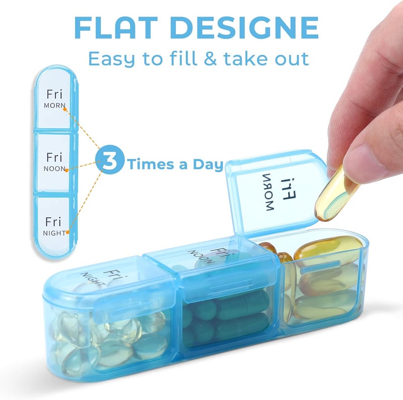 Daviky Pill Organizer Travel, Weekly Pill Organizer 3 Times a Day, Pill Box 7 Day, Pill Cases Organizers 7 Day, Daily Pill Box Organizer, Medicine Organizer to Hold Vitamins and Medication (Blue) - Image 5