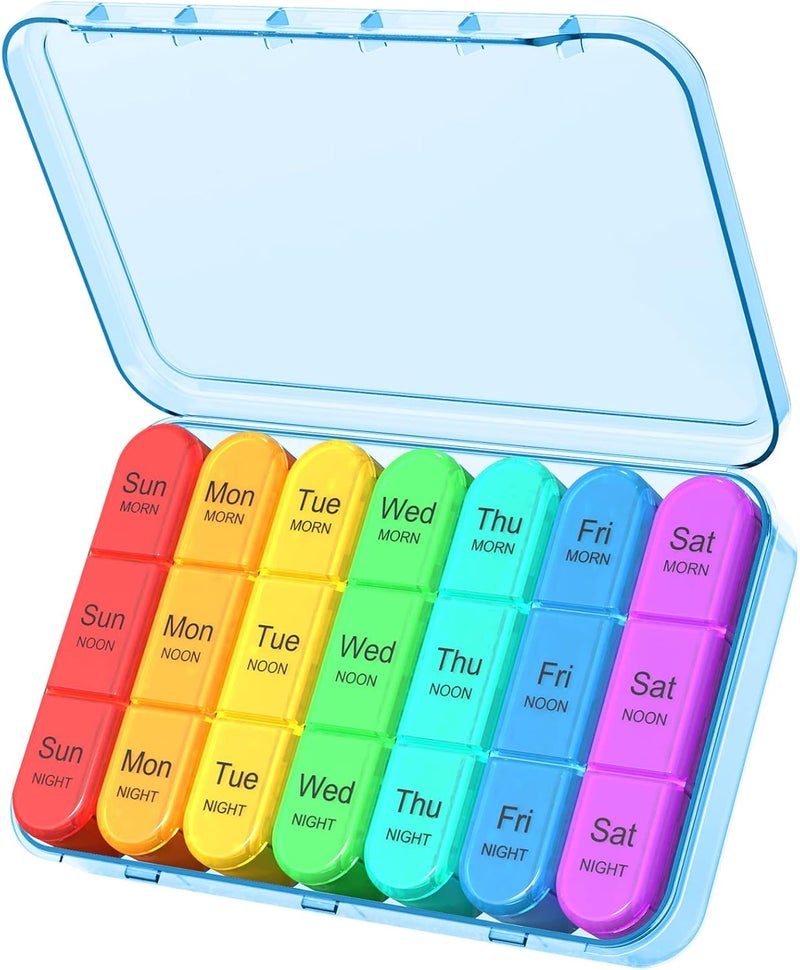 Daviky Pill Organizer Travel, Weekly Pill Organizer 3 Times a Day, Pill Box 7 Day, Pill Cases Organizers 7 Day, Daily Pill Box Organizer, Medicine Organizer to Hold Vitamins and Medication (Blue) - Image 1