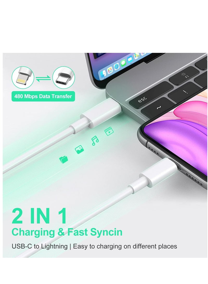 ELTRAZONE USB C to Lightning Cable 2M [MFi Certified] Compatible with Apple iPhone 14 Pro Max/13/12/11 Pro/X/XS/XR/8 Plus/AirPods Pro,Supports Power Delivery,White - Image 3