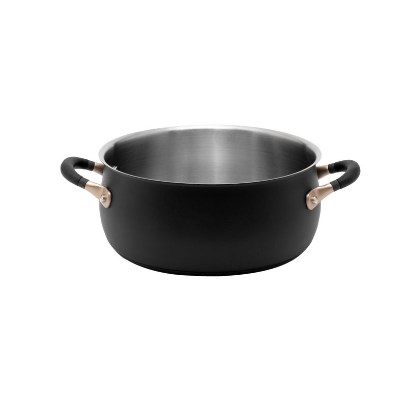 Meyer Stainless Steel Dutch Oven 5 Quart Stockpot Induction Pot Casserole Pot Dishwasher Safe Oven Safe Matte Black with Silicone Handles Accent Series Cookware 24cm 47L 5qt