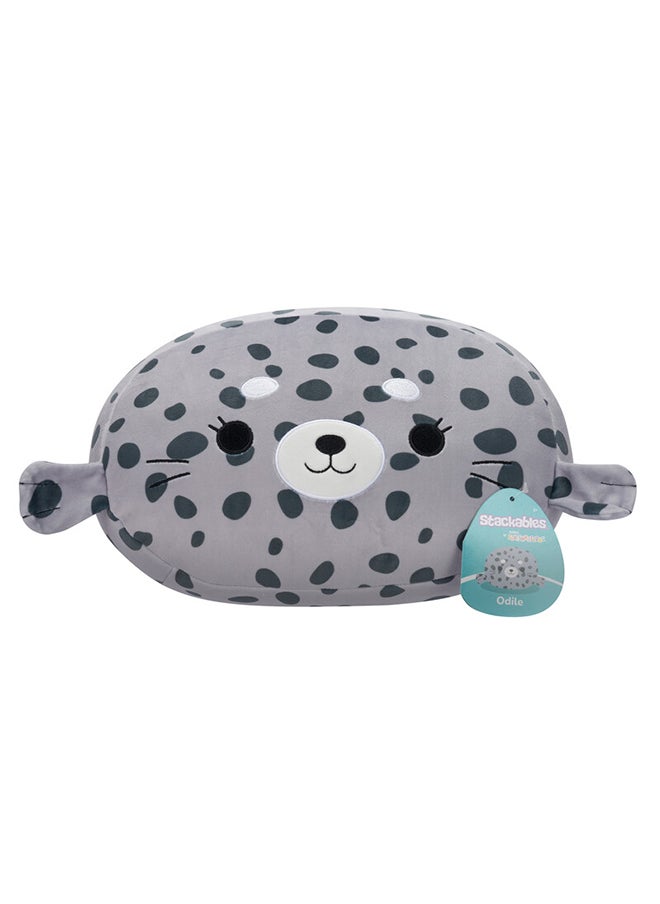 Squishmallows Medium Plush 12 inch Odile Grey Spotted Seal Stackables Officially Licensed Kellytoy Plush Toy Colorful Soft Gift for Kids Girls & Boys Washable Squishy Stuff Toy Multicolor All Age  - Image 1