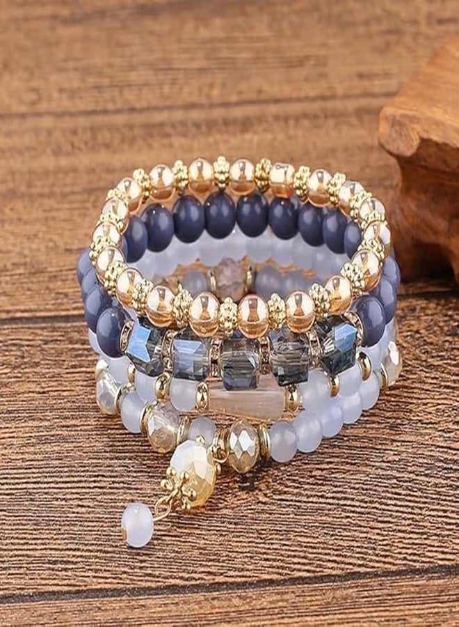 VIYANSHI Fashionable Beaded Multilayer Bracelets for girls and women's. Multicolor flexible crystal Bohemian Stackable Bracelets for women's - Image 3