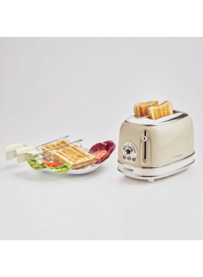 أريتي 810W 2-Slice Vintage Electric Toaster Beige and Silver 20 x 19 x 30 cm 00C015513ARAS 810 W 00C015513ARAS - Image 2