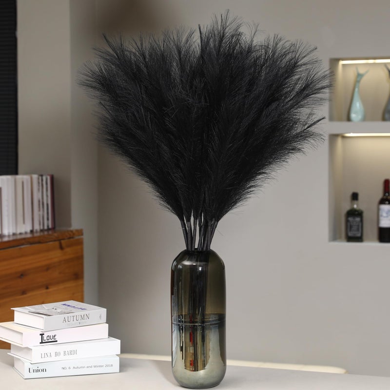 Wertuirk 9 Stems Black Pampas Grass - 38 Inch Tall Faux Pompous Grass Decor, Long Artificial Pompas Floral for Gothic Room Decoration, Wedding Flower Arrangement, Halloween and Home Decor (Black) - Image 1