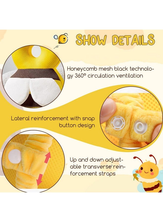 YumSur Baby Head Protector,Infant Fall Protection, Baby Head Protector Cushion Backpack with Baby Knee Pads Anti Slip Socks for Walking & Crawling (Yellow Bees) - Image 2