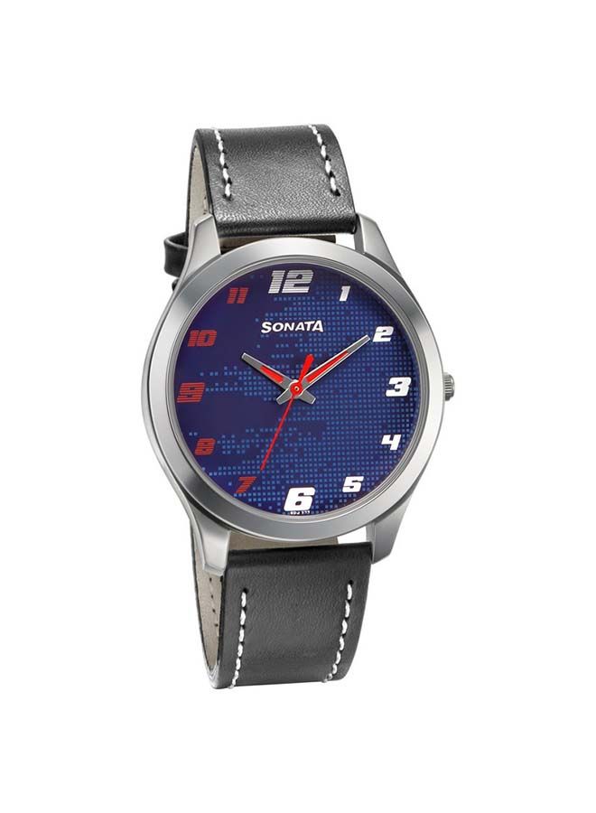 سوناتا ساعة يد جلدية دائرية بعقارب سوداء - Image 1