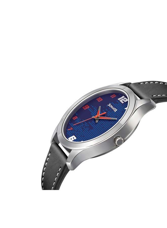 سوناتا ساعة يد جلدية دائرية بعقارب سوداء - Image 2