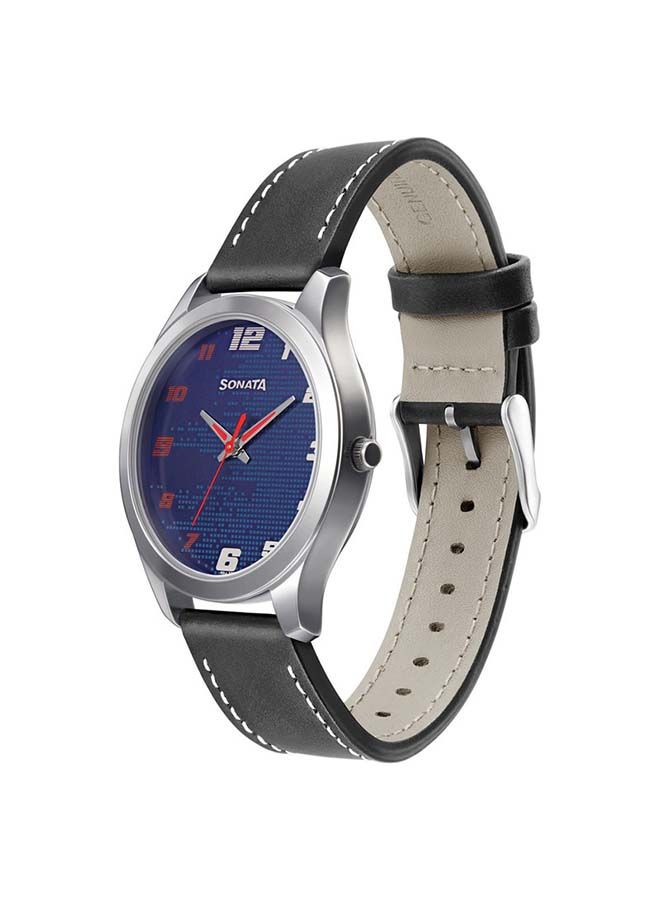سوناتا ساعة يد جلدية دائرية بعقارب سوداء - Image 3