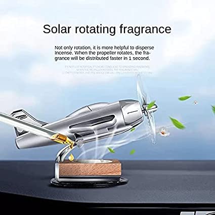 Eltron Turbo Imported Aeroplane Glider Design Working On Solar Power Car Interior Accessories Decoration Rotating Fan Dashboard Aroma Organic Fragrance Car Perfume (Pack of 1, Silver) - Image 3