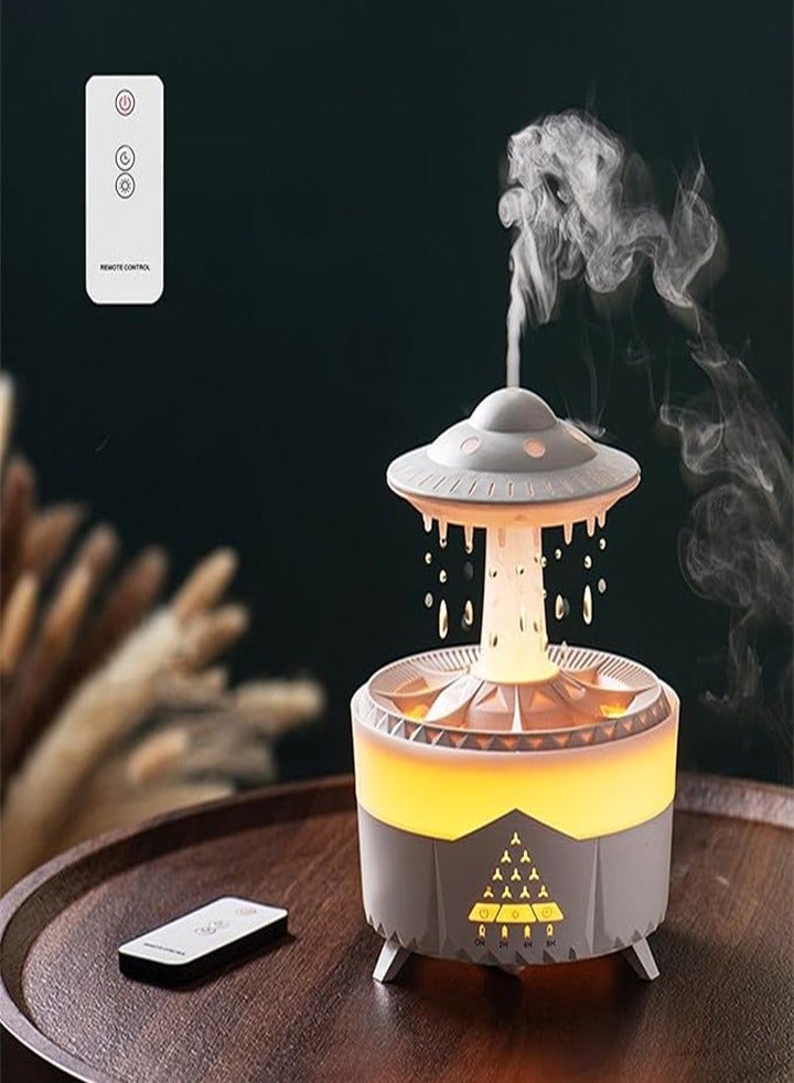 Raindrop Humidifier, Aromatherapy Diffuser, Rain Cloud Humidifier Water Drop, Mushroom Rain Light, 7 Color Night Light, 2H 4H 8H Timing, 450ml, Waterless Auto Shutoff (Wood Grain)  - Image 2