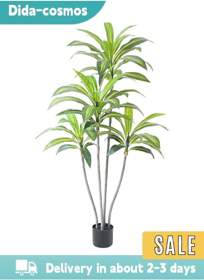 dida-cosmos Artificial Dracaena Tree with natural trunk and realistic leaves 160cm. (63 inches) for home decoration indoor office decoration housewarming gift 