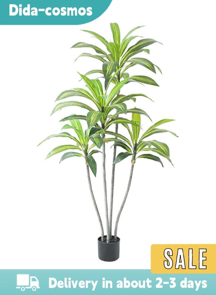 dida-cosmos Artificial Dracaena Tree with natural trunk and realistic leaves 160cm. (63 inches) for home decoration indoor office decoration housewarming gift  - Image 1