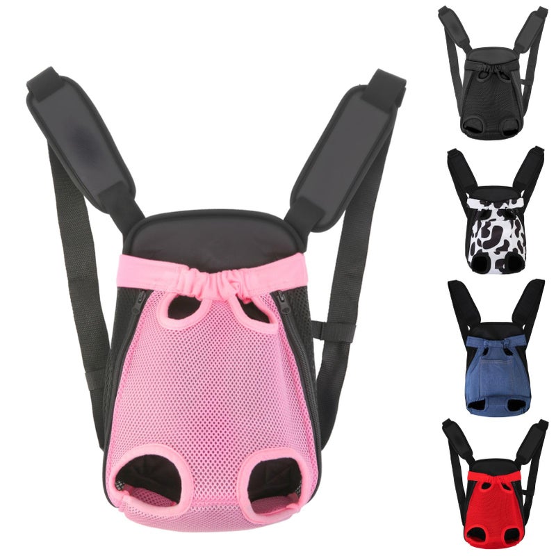 Inspack Dog Backpack Carrier/Cat Carrier, Adjustable Pet Front Carriers Travel Bag for Puppy Medium Dogs, Legs Out, Soft Ventilated Doggie Chest Carry Backpacks for Hiking/Camping, 2.5-4 lbs, Pink - Image 1