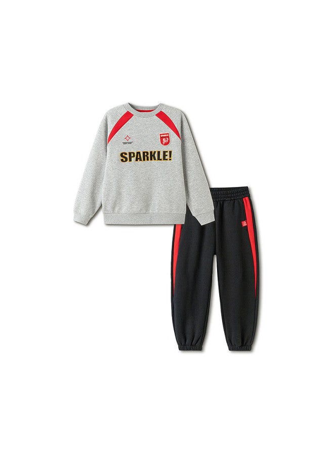 Balabala Kids Boys' Outfit  New Spring Autumn Fleece Lined Red New Year Celebration Sportswear Trendy Cool - Image 4