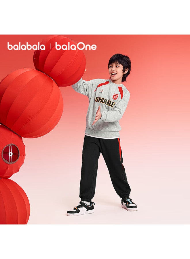Balabala Kids Boys' Outfit  New Spring Autumn Fleece Lined Red New Year Celebration Sportswear Trendy Cool - Image 2