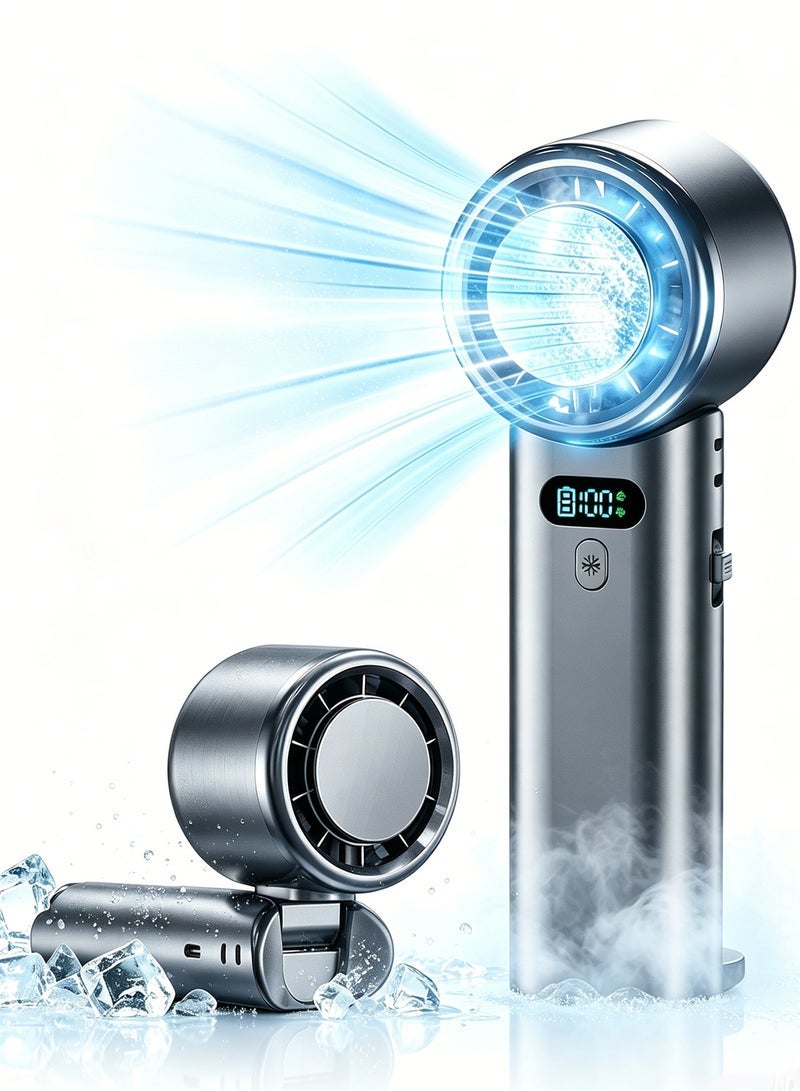 Yakiter Handheld Portable Fan with Ice Cooler, 100 Speeds Adjustable, Digital Display, USB Rechargeable, for Travel Beach Outdoors（Black） - Image 1