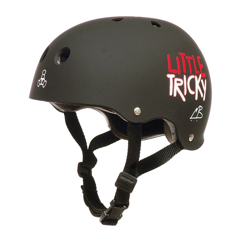 Triple Eight Little Tricky Dual Certified Sweatsaver Kids Skateboard and Bike Helmet Black Rubber XSmall