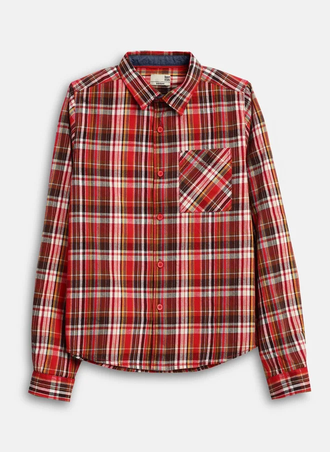 Bonkids BONKIDS Boys Tartan Checks Opaque Casual Shirt