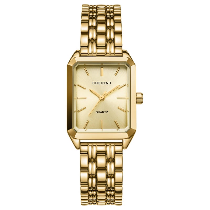 CHEETAH Womens GoldTone Dainty Watch Gold Dial Retro Style Rectangular Case and Stainless Steel Band Gift for Her - Image 2