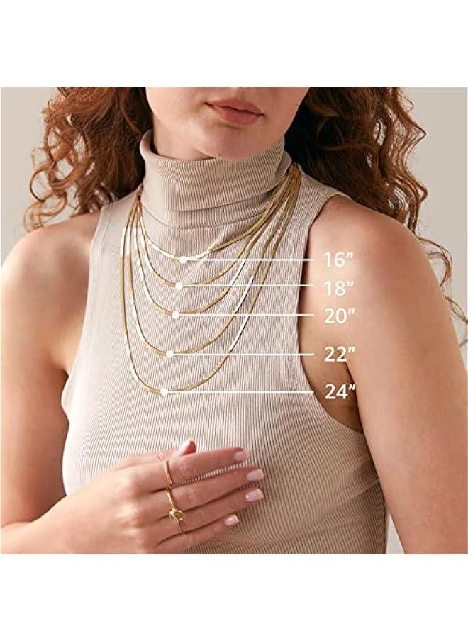 PAVOI - Italian Solid 925 Sterling Silver, 22K Gold Plated Chain Necklaces | Snake, Square Box, Cable, Super Flex Curb, Miami Cuban and Rope Diamond-Cut Herringbone Necklace for Women and Men | MADE IN ITALY - Image 1
