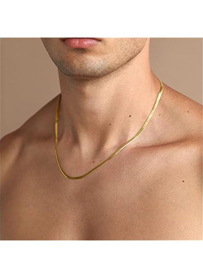 PAVOI - Italian Solid 925 Sterling Silver, 22K Gold Plated Chain Necklaces | Snake, Square Box, Cable, Super Flex Curb, Miami Cuban and Rope Diamond-Cut Herringbone Necklace for Women and Men | MADE IN ITALY - Image 1