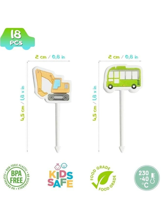 Vehicle Food Picks for Kids – 18-pcs Transport Vehicle Food Bento Picks Lunch Box Decoration for Kids and Toddlers – Automobile Bento Deco Children Toothpicks Set – Cars Party Food Picks Set - Image 2