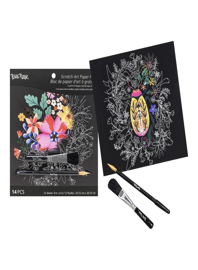 Brea Reese: Scratch Art Paper Pad - Mystical - 12 Designs, 8x8 Tear Out Pages, Metallic Guided Art Kit, Adult Craft Activity, Mindful Relaxation - Image 3