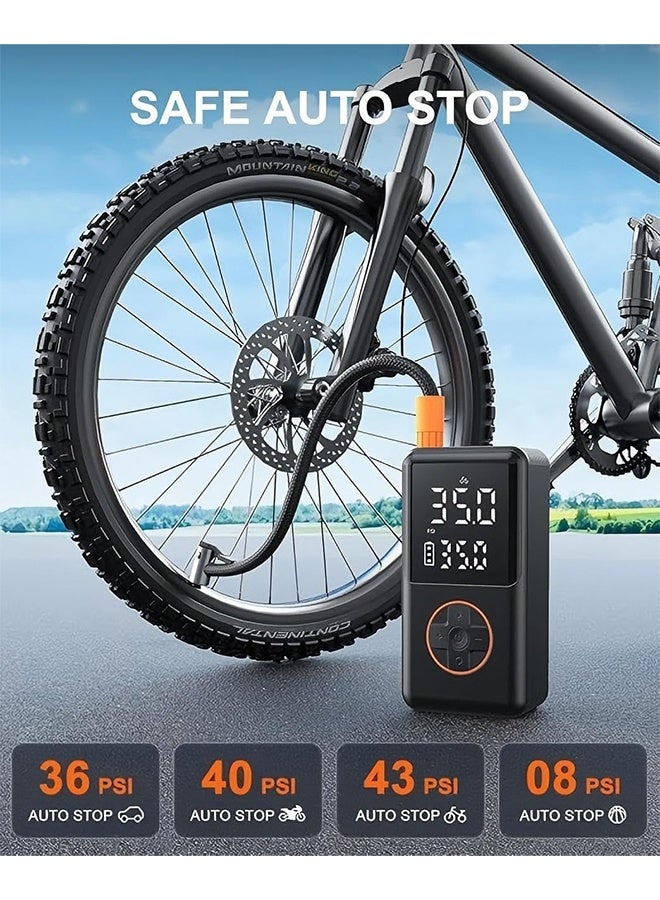 DAREU Portable 150 PSI Cordless Tire Inflator – Mini Air Compressor Pump for Car, Motorcycle, Bicycle, and Sports Balls – 4000 mAh Rechargeable Battery, Digital Display, LED Light, Auto Shut-Off, USB Charging - Image 4