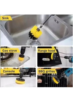 Inditrust Inditrust Multifunctional Cleaning Scrubbing Plastic Brush Kit with 14 Hex Shank for Drill Attachment Drill NOT Included 3 Piece Set  - Image 2