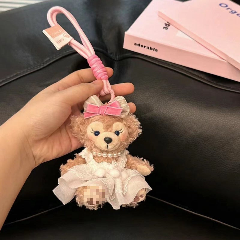 Plush Sunglasses Rose Doll Keychain Decorative Cute Big Love DIY Cartoon Bag Hanging Ornaments Doll Pendant Princess skirt rose [key rope]