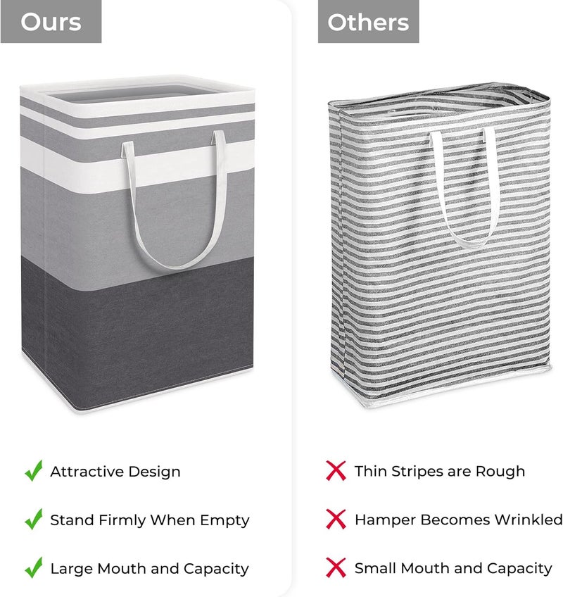 HomeHacks 1-Pack Large Laundry Basket,Waterproof, Freestanding Laundry Hamper, Collapsible Tall Clothes Hamper with Extended Handles for Clothes Toys in The Dorm and Family-(Gradient Grey, 75L) - Image 3