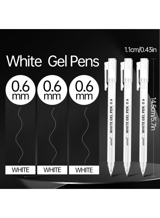 GETFOO White Gel Pens - 0.6mm White Archival Ink Pen for Black Paper, Holiday Gifts & Bullet Journal Detailing - 6-Pack Archival Ink Set for Sketching, Illustration, Bullet Journaling - Image 2