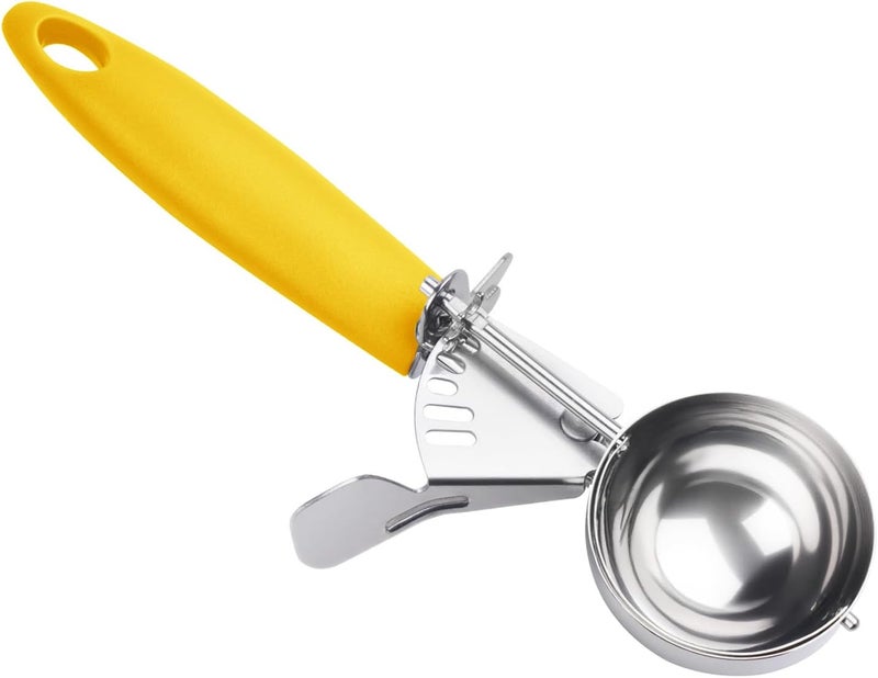 JUNADAEL J Portion Scoop, #20/2 OZ Ice Cream Scooper, Muffin Scoop, Disher, Yellow Handle, for Portion Control, Cookie Dough, Muffin, Cupcake Batter, Ice Cream, Mashed Potatoes - Image 1